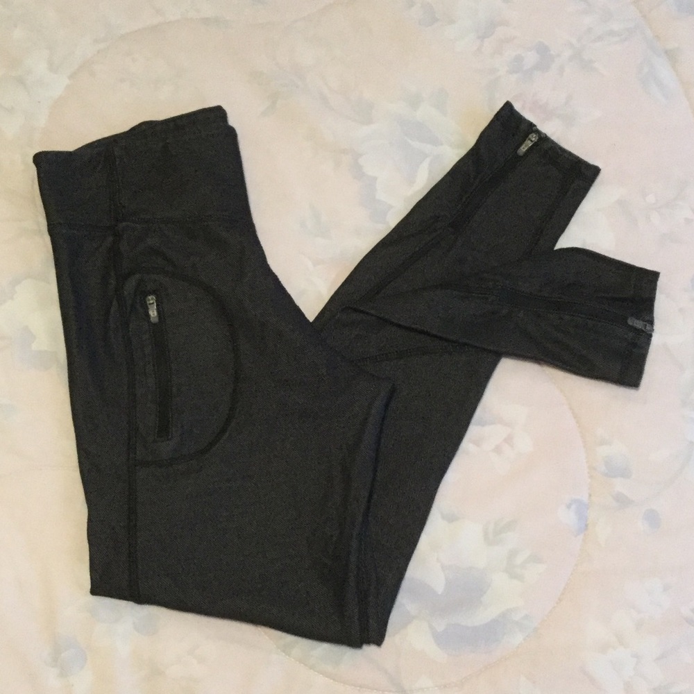 H&M Dark Gray Leggings with Front Zipper Pocket